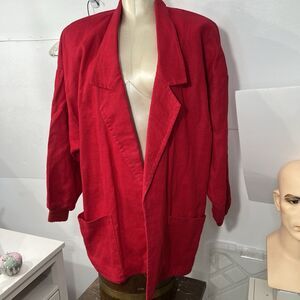 SK & Company Womens blazer jacket L Red 1980s oversized shoulder pads HONG KONG